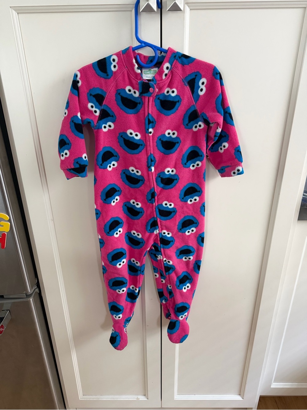 Sesame Street 18m Cookie Monster Pink Fleece One-Piece Pajamas